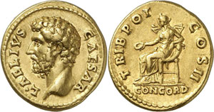 Aelius César 136-138. Aureus 137. 7,49g. L ... 