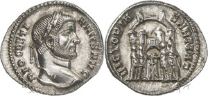 Dioclétien 284-305. Argenteus 294, Ticinum. ... 