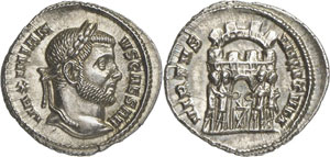 Galère César 293-305. Argenteus 294-295, ... 