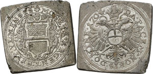 1704 Ulm. - Florin 1704, Ulm. Flan carré en ... 