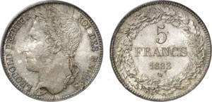 5 francs 1833, Bruxelles. Frappe monnaie par ... 