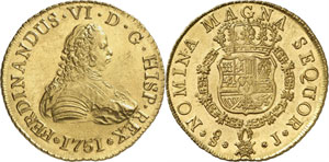 Ferdinand VI, 1746-1760. 8 Escudos 1751 ... 