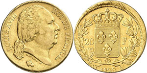 Epoque contemporaine - 20 Francs 1820 A, ... 