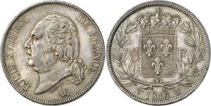 Epoque contemporaine - 5 Francs 1816 W, ... 