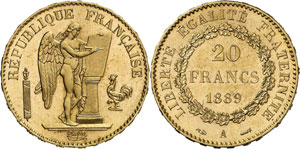 Epoque contemporaine - 20 Francs 1889 A, ... 