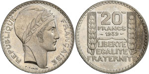 Epoque contemporaine - 20 Francs 1939 Tête ... 