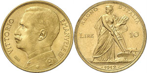 Royaume dItalie - 10 Lire 1912 R, Rome. ... 