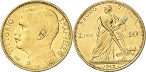 Royaume dItalie - 10 Lire 1912 R, Rome. Un ... 