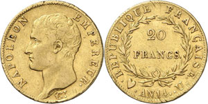 Turin - Napoléon I, 1804-1814. 20 francs An ... 