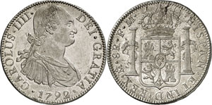 8 Reales 1792 Mo-FM, Mexico. Comme ... 