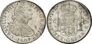 8 Reales 1807 Mo-TH, Mexico. Comme ... 