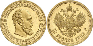 Alexandre III, 1881-1894. 10 Roubles en or ... 