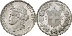 Confédération - 5 Francs 1889 B, Berne. ... 
