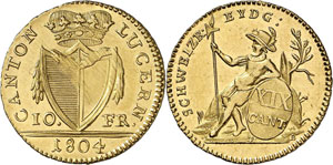 Lucerne - 10 Francs 1804. Armoiries ... 