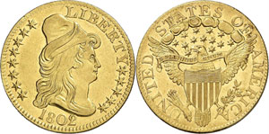 5 Dollars «Liberty Cap» 1802 sur 1801. ... 