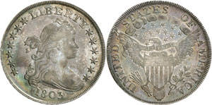 1 Dollar «Draped Bust» 1803. Comme ... 