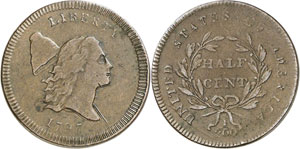 1/2 Cent «Liberty Cap» 1797. Même type ... 