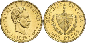 CUBA - 2 Pesos 1915, Philadelphie. FLAN ... 
