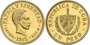 CUBA - Peso 1915, Philadelphie. FLAN BRUNI. ... 