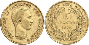 GRECE  - Georges I, 1863-1913. 10 Drachmes ... 