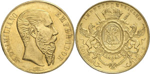 MEXIQUE  - Maximilien, 1864-1867. 20 Pesos ... 