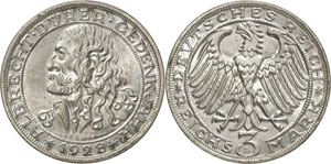 ALLEMAGNE  - 3 Reichsmark émis en mémoire ... 