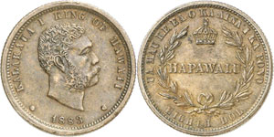 HAWAI - 1/8 Dollar 1883. ESSAI en CUIVRE ... 