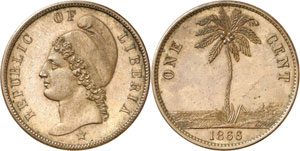 LIBERIA  - Cent 1866. ESSAI en CUIVRE sur ... 
