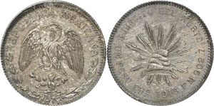 MEXIQUE - Peso 1915. Aigle de face, la tête ... 