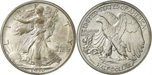 1/2 Dollar 1936. FLAN BRUNI. La Liberté ... 