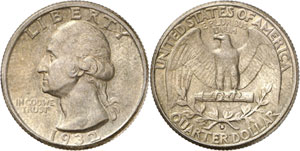 1/4 Dollar 1932 D, Denver. Tête de George ... 