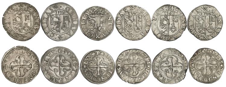Lot de 6 pièces : 3 Sols 1557 G, 1558/7 G, ... 