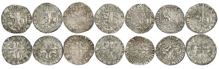 Lot de 7 pièces : 3 Sols 1580 (7 ... 