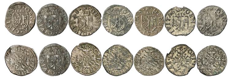 Lot de 7 pièces : 2 Quarts 1610 D, 1612 C, ... 