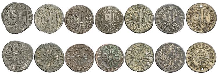 Lot de 7 pièces : 2 Quarts 1702 IE, 1709 ... 