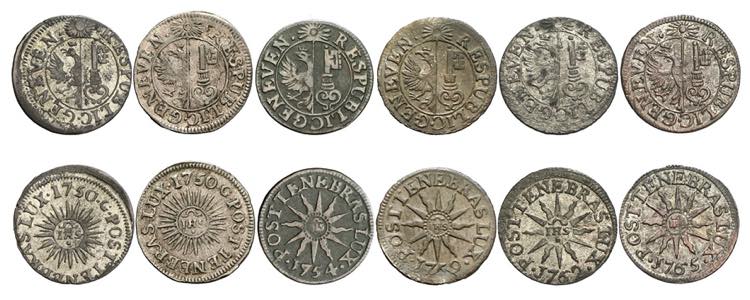 Lot de 6 pièces : 2 Quarts 1750 (2 ... 