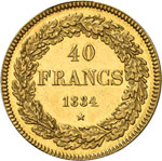 Léopold Ier, 1831-1865.  40 francs 1834, ... 