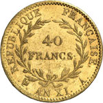 Le Consulat, 1799-1804.  40 Francs An 11 A ... 
