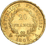 Premier Empire, 1804-1814.  20 Francs 1808 ... 