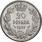 Alexandre I, 1921-1934.  20 Dinara 1925.  ... 