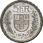 CONFÉDÉRATION - 5 Francs 1930 B, Berne. ... 