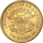 20 Dollars Coronet Head 1853.  Tête de la ... 