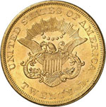 20 Dollars Coronet Head 1861.  Tête de la ... 