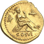 Titus César 69-79.  Aureus 77-78.  T CAESAR ... 