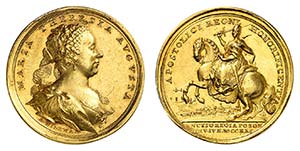 Marie-Thérèse, 1740-1780.  Médaille en or ... 