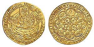 Edouard III, 1327-1377.  Noble non daté ... 
