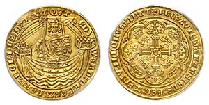 Edouard III, 1327-1377.  Noble non daté ... 