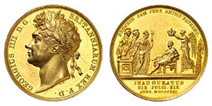 Georges IV, 1820-1830.  Médaille en or ... 