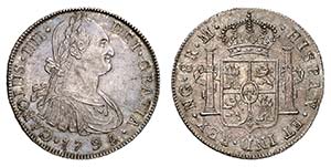 Charles IV, 1788-1808.  8 Reales 1795 (sur ... 