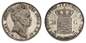 Willem I, 1815-1840.  2,5 Gulden 1840. Tête ... 
